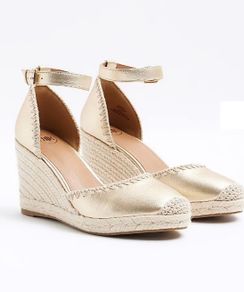 Ladies gold wedge shoes