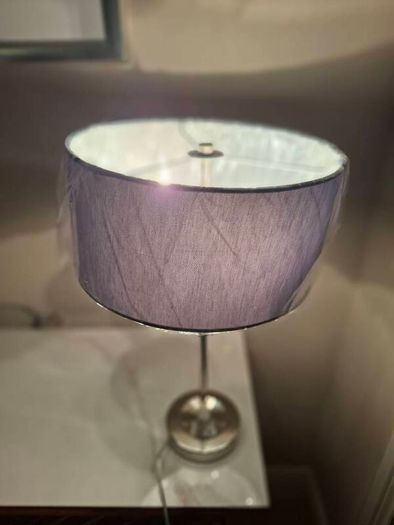 New Hall / Table Lamp Twin Bulb Grey lamp Shade,  metal & glass construction