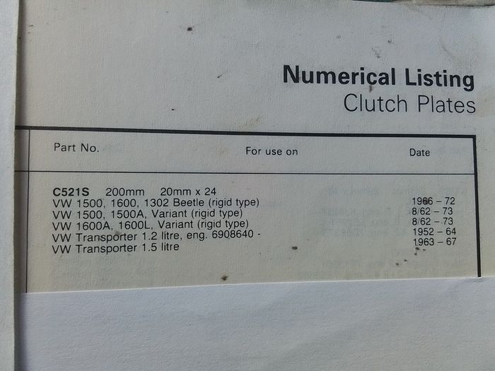 VW New Clutch Disc.