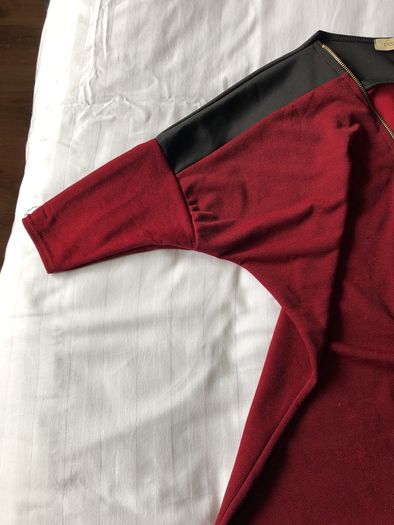 Burgundy and Black Zip Top
