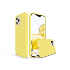 Liquid Silicone Case For iPhone 12 Pro Max Luxury Thin Soft Phone Cover New Yellow - FHT8IP12PMLK