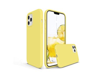 Liquid Silicone Case For iPhone 12 Pro Max Luxury Thin Soft Phone Cover New Yellow - FHT8IP12PMLK