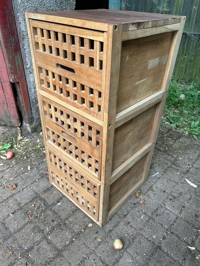 Walnut Bathroom Laundry Stand