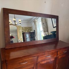 Solid hardwood sideboard with matching mirror