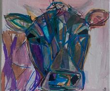 Original Cow painting Contemporary painting of cow face a abstract geometric cow Irish Art Gift