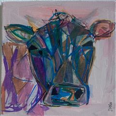 Original Cow painting Contemporary painting of cow face a abstract geometric cow Irish Art Gift