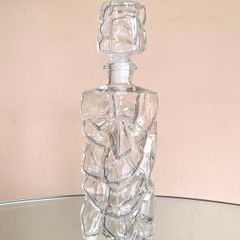 Vintage French Glass Decanter / Carafe, Mid Century, Whitefriars Style