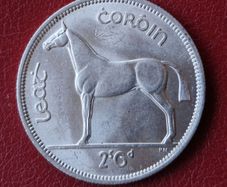 Eire UNC 1940 Half Crown Silver Coin with full lustre