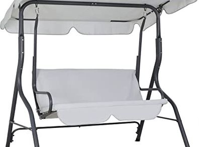 Garden Hammock 3 Seater Swing Chair Patio Bench Seat with Canopy Outdoor - Olive