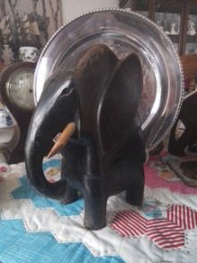 Unusual Black Carved Elephant