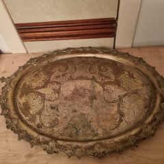Vintage silver-plated serving tray.