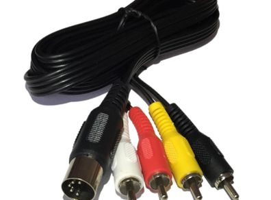 New 1.5m Commodore C64 C128 Atari 800XL 65XE AV Audio Video TV Monitor RCA Cinch Cable #529
