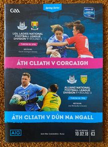 2018 Dublin v Cork LIDL Ladies Football League & Dublin v Donegal Football GAA Allianz League Programme