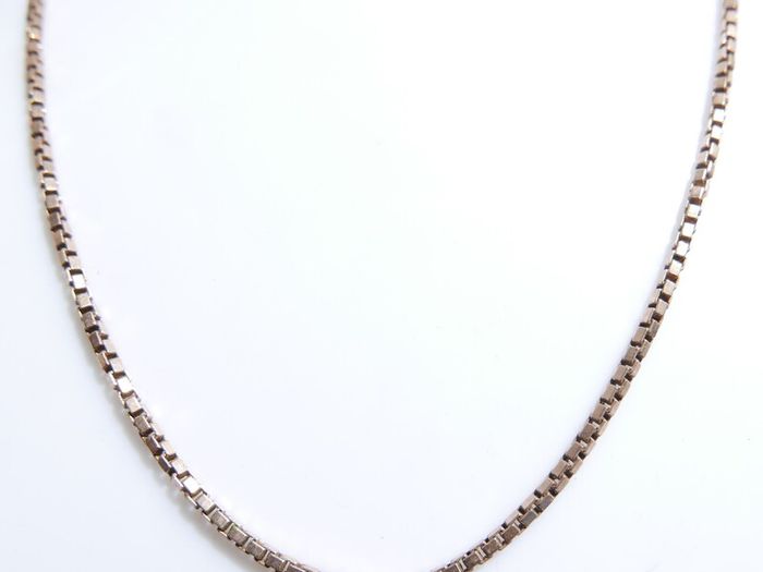 Vintage Square Box Link 9ct Rose Gold 375 Necklace L-17" - 7,27g