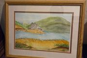Signed Watercolour of Eilean Donan castle Framed