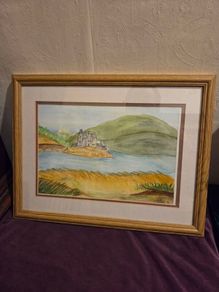 Signed Watercolour of Eilean Donan castle Framed