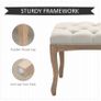 110cm Upholstered Bench, Linen Fabric Ottoman Stool with Button Tufted Seat, and Rubber Wood Legs Image 4