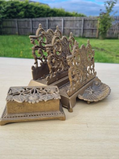 Brass desk set in an eclectic style