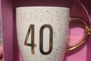 Coffee/tea cup writing age 40