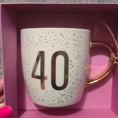 Coffee/tea cup writing age 40