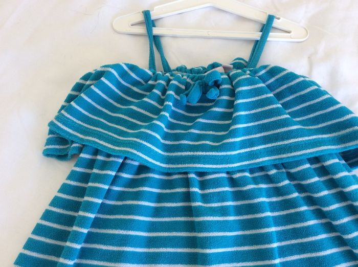 Beautiful girls turquoise towelling summer beach dress by Onme Age 4 - 5