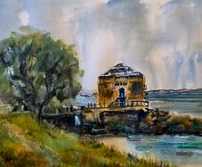 Sutton Martello tower watercolour