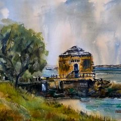 Sutton Martello tower watercolour