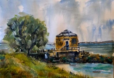 Sutton Martello tower watercolour