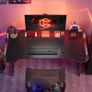 Gaming Desk with LED, 120 cm Gamer Workstation, Home Computer with Carbon Fiber Surface, Black Image 5