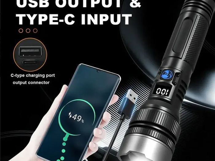 Ultra-Bright LED Flashlight with Digital Display
