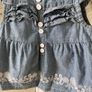 2 piece baby outfit white pants and denim blue top Image 4