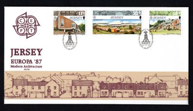 1987 Jersey Europa Stamps Modern Architecture Commemorative Stamps First Day Cover (FDC)
