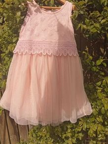 PRICE DROP,  "I love Next", Girls net and crochet baby pink dress, Age  5/6