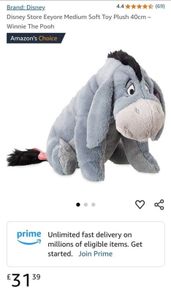 Original Disney Store Eeyore from Winnie The Pooh Soft Toy