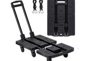 Heavy Duty Folding Hand Truck, Rotating Wheel Folding Trolley Folding Platform Luggage Cart Platform Truck for Luggage, Travel, Shopping, Auto, Moving and Office Use