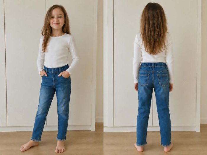 Girls' Stretch Denim Jeggings with Elastic Waist
