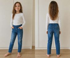 Girls' Stretch Denim Jeggings with Elastic Waist