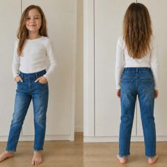 Girls' Stretch Denim Jeggings with Elastic Waist