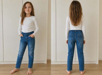 Girls' Stretch Denim Jeggings with Elastic Waist