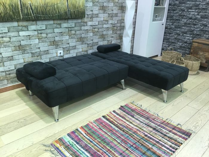 Nordic Comfort , Chaise Sofa Turns into Bed, colour Black