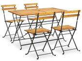 5 Piece Folding Outdoor Dining Set Solid Acacia Wood