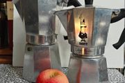 Pair of Coffee Mocha Pots Bialetti and Trinidad Express