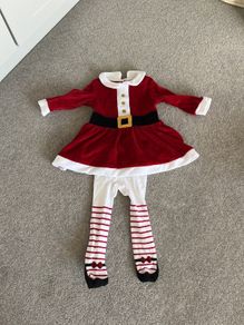 Brand new never worn: Mrs Claus girls Christmas dress with tights
