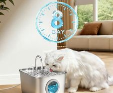 Cat Water Fountain for Drinking: 2.6L Stainless Steel Cat Water Fountain, Multiple Filtration Pet Water Fountain, Built-In Led, Ultra Silent with 6 Sponges and 6 Filter