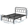 4ft6 Double Bed Frame with High Headboard and Footboard,Vintage Platform Bed Double,Heavy Duty Metal Platform,Steel Slat Support,No Box Spring Needed,Easy Assembly,Black Image 8