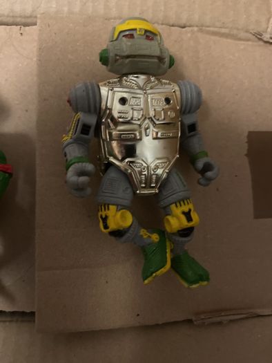Vintage TMNT Figure Lot 1988 1989 Playmates - Raphael Soft Head & Shiny Chrome Metalhead Robot Turtle