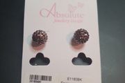 NEW hold color round earrings with jet stones by Absolute Jewellery Design RRP 24 euro NEW