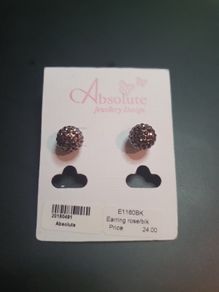 NEW hold color round earrings with jet stones by Absolute Jewellery Design RRP 24 euro NEW