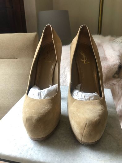 YSL nude suede Tribtoo pumps