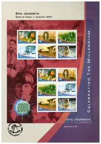 2001 Ireland Celebrating the Millennium Series 6 Epic Journeys Commemorative Stamp Sheet Special First Day Cover Presentation Pack
